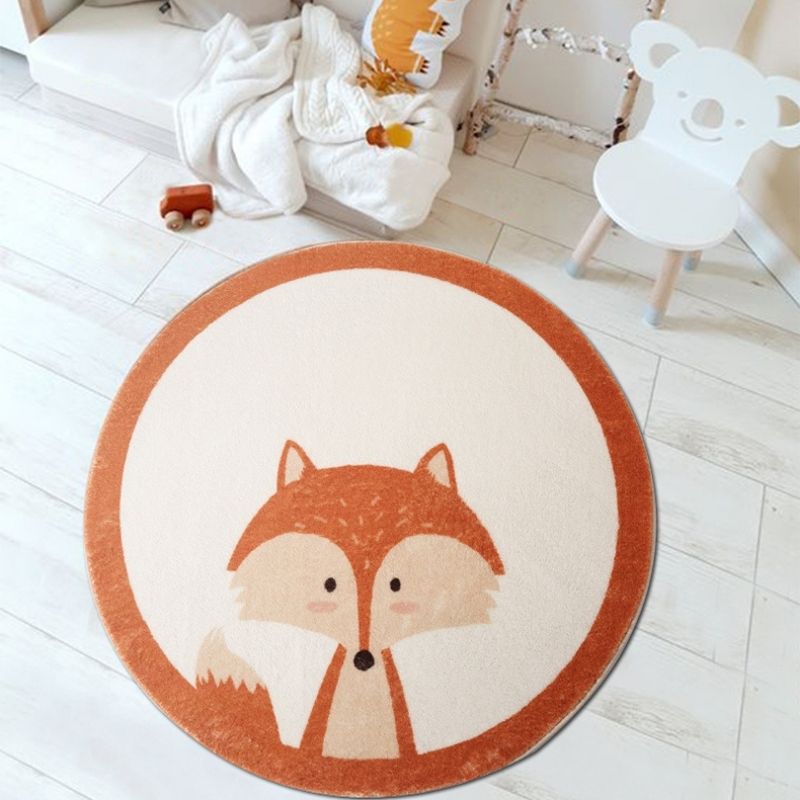 Nursery Round Area Rug Animal Portraits