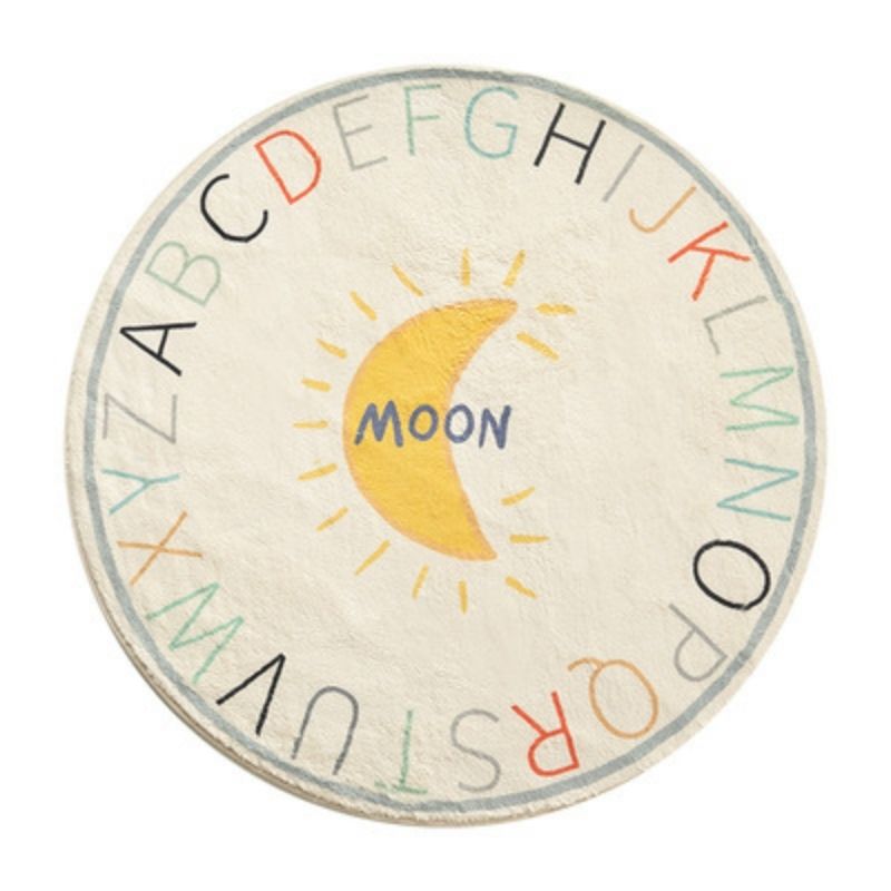 Round Rug ABC Alphabet Moon
