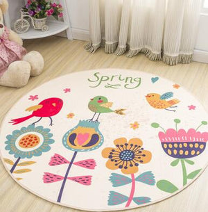 Cartoon Round Nursery Play Mat Spring Time