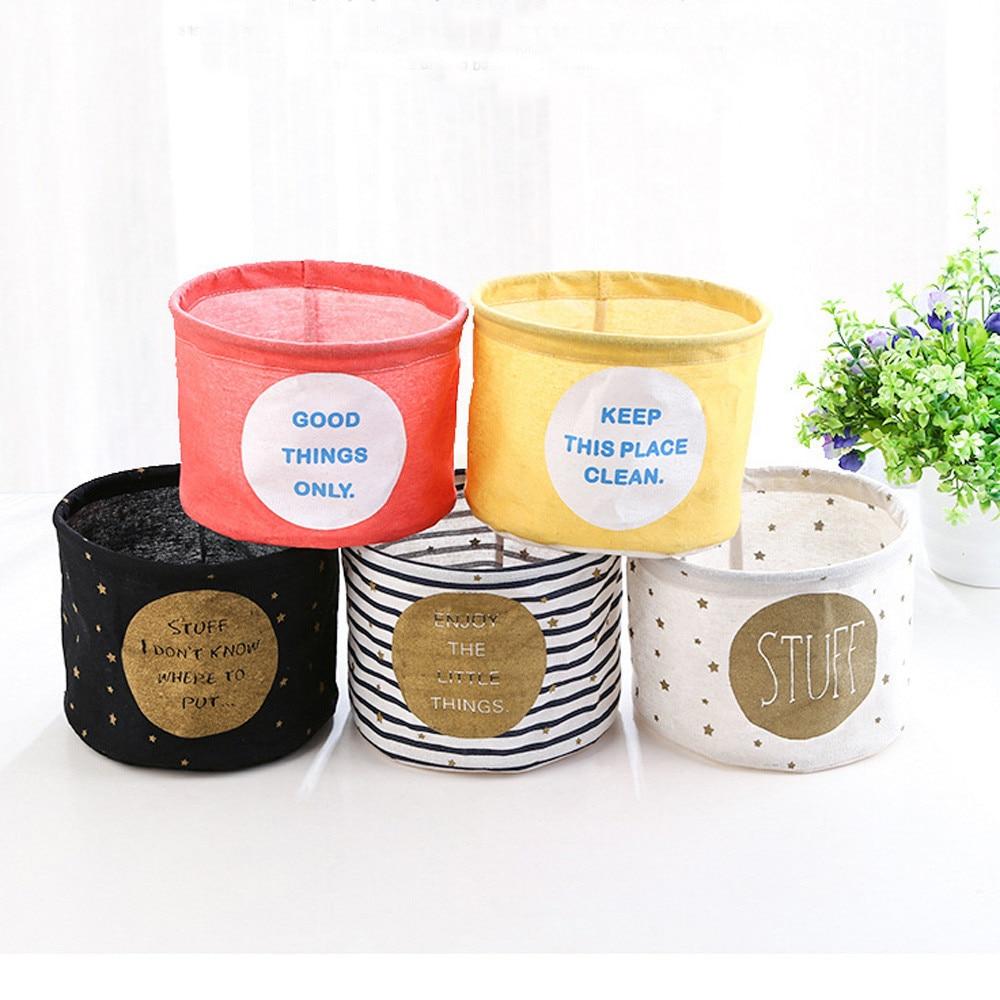 Round Cotton Linen Nursery Storage Bin