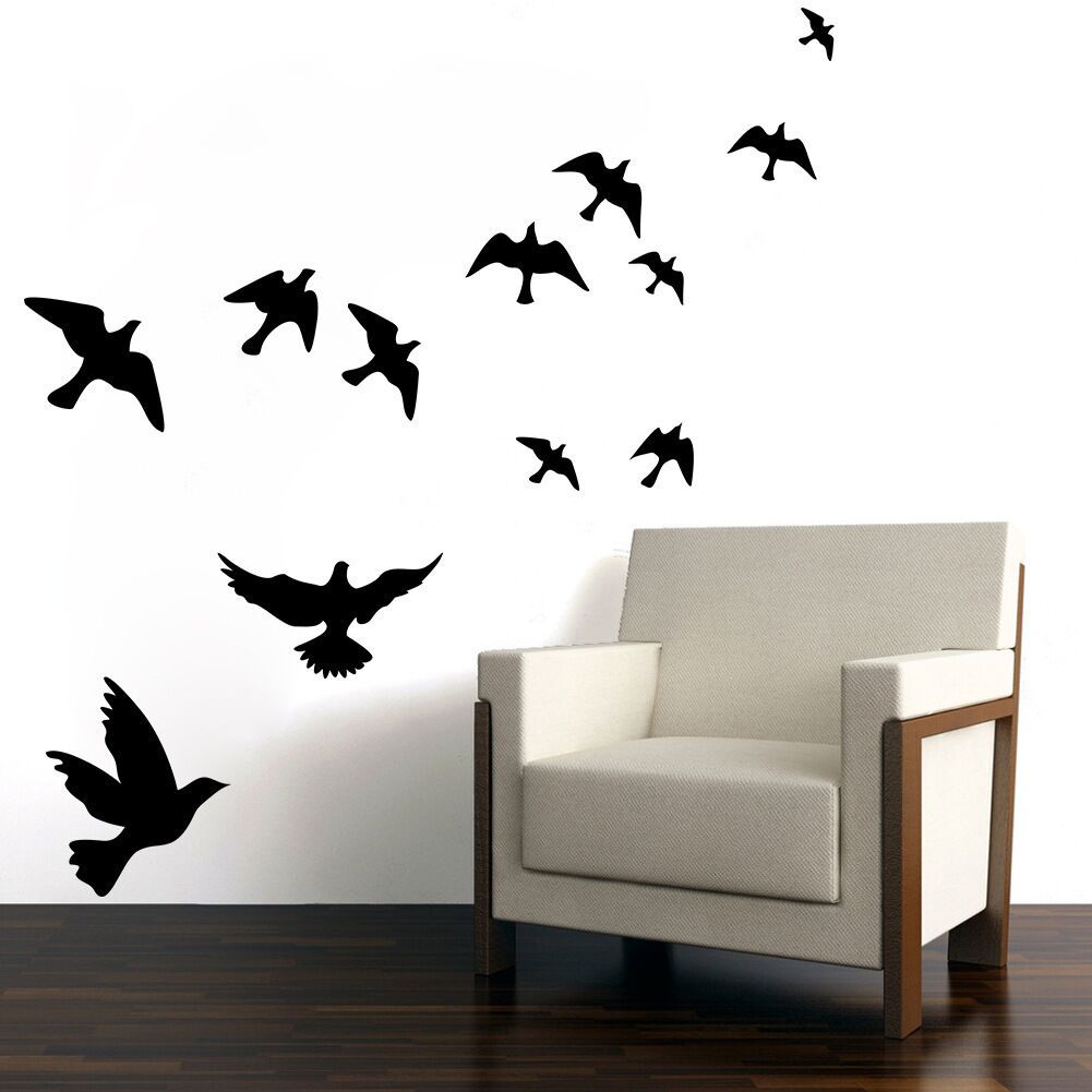 Cartoon Wall Decals Bird Flock