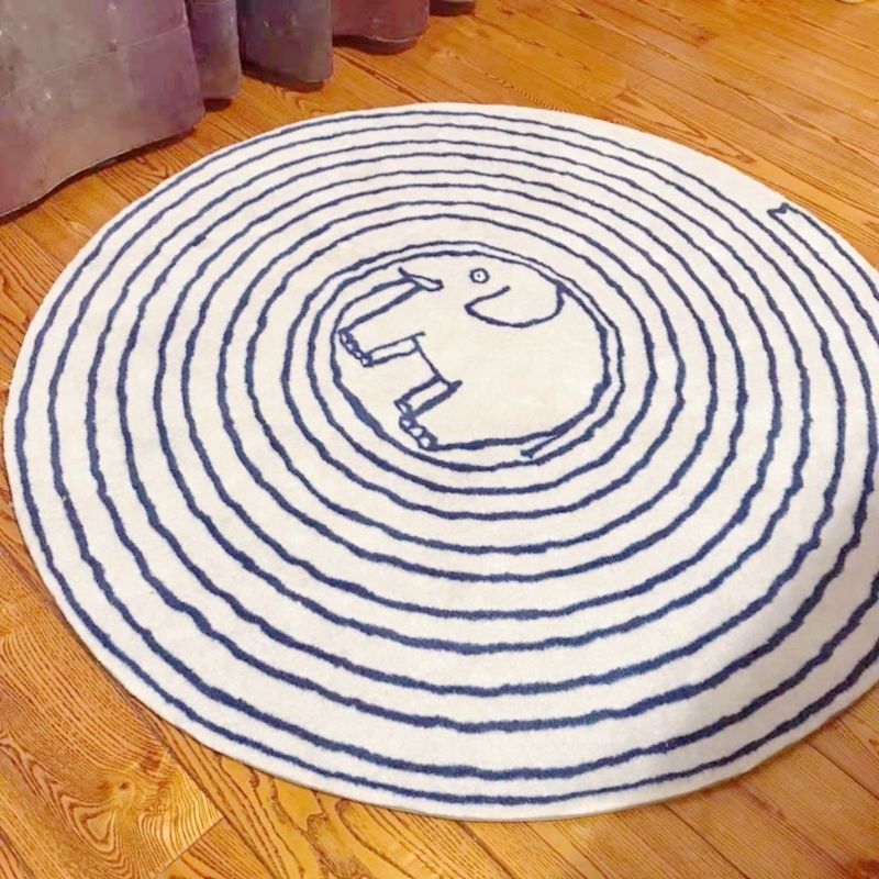 Nursery Area Round Rug Circle Elephant