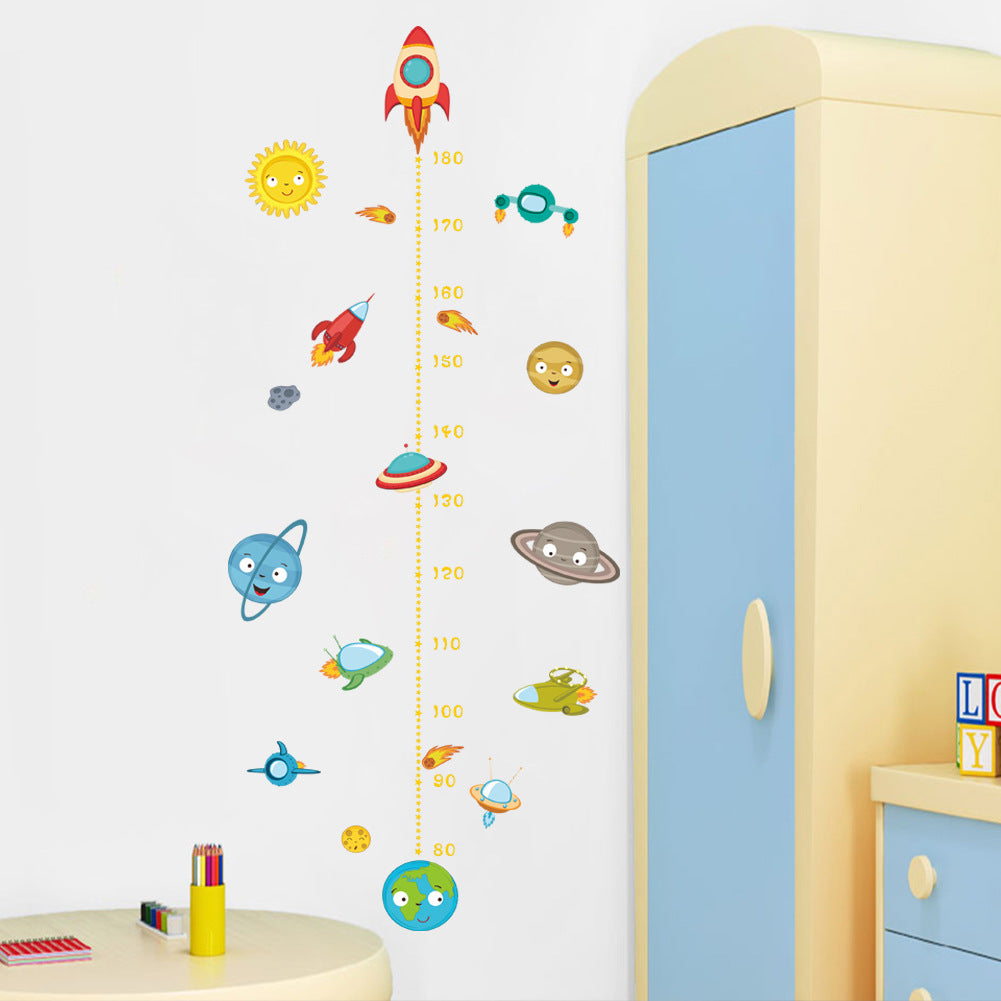 Cartoon Wall Decals Rocket Ship Height Meter