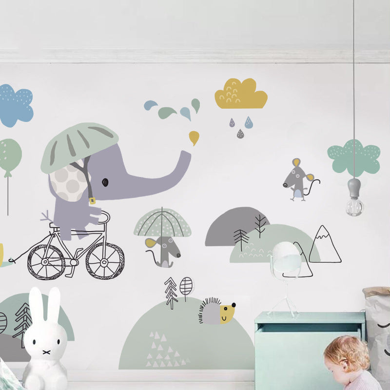 Cartoon Wall Decals Funny Elephant