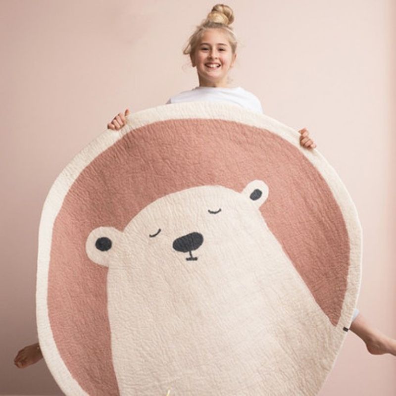 Nursery Round Area Rug Animal Portraits