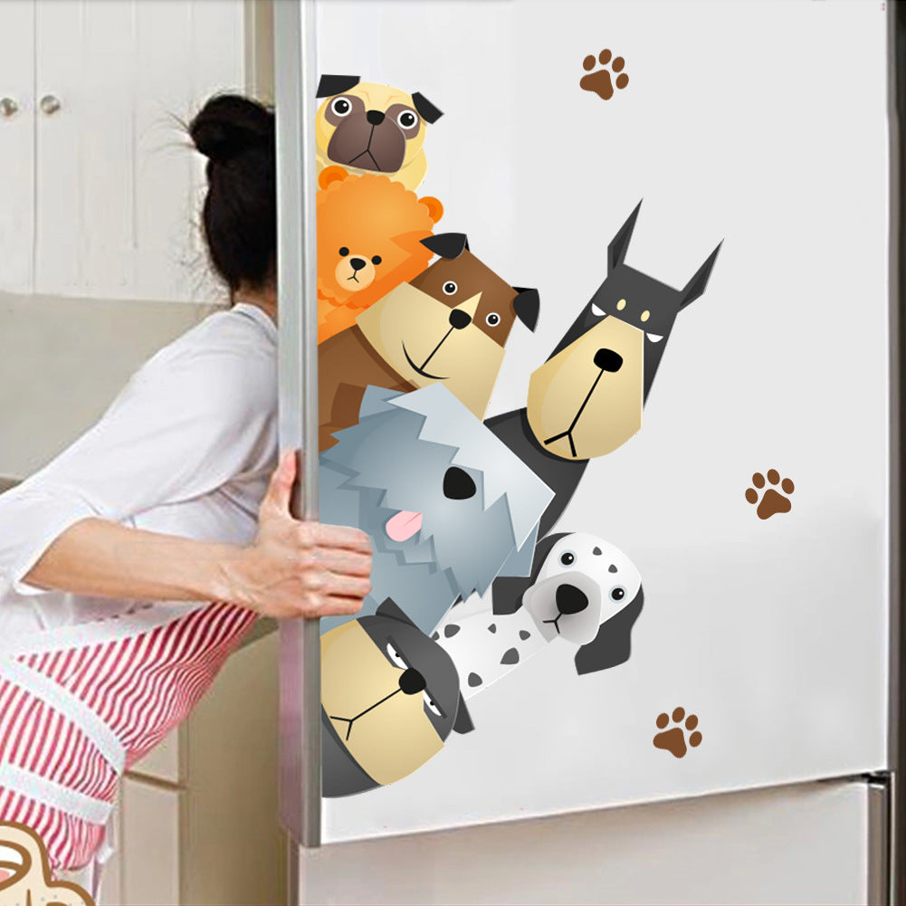 Cartoon Wall Decal Dog Family