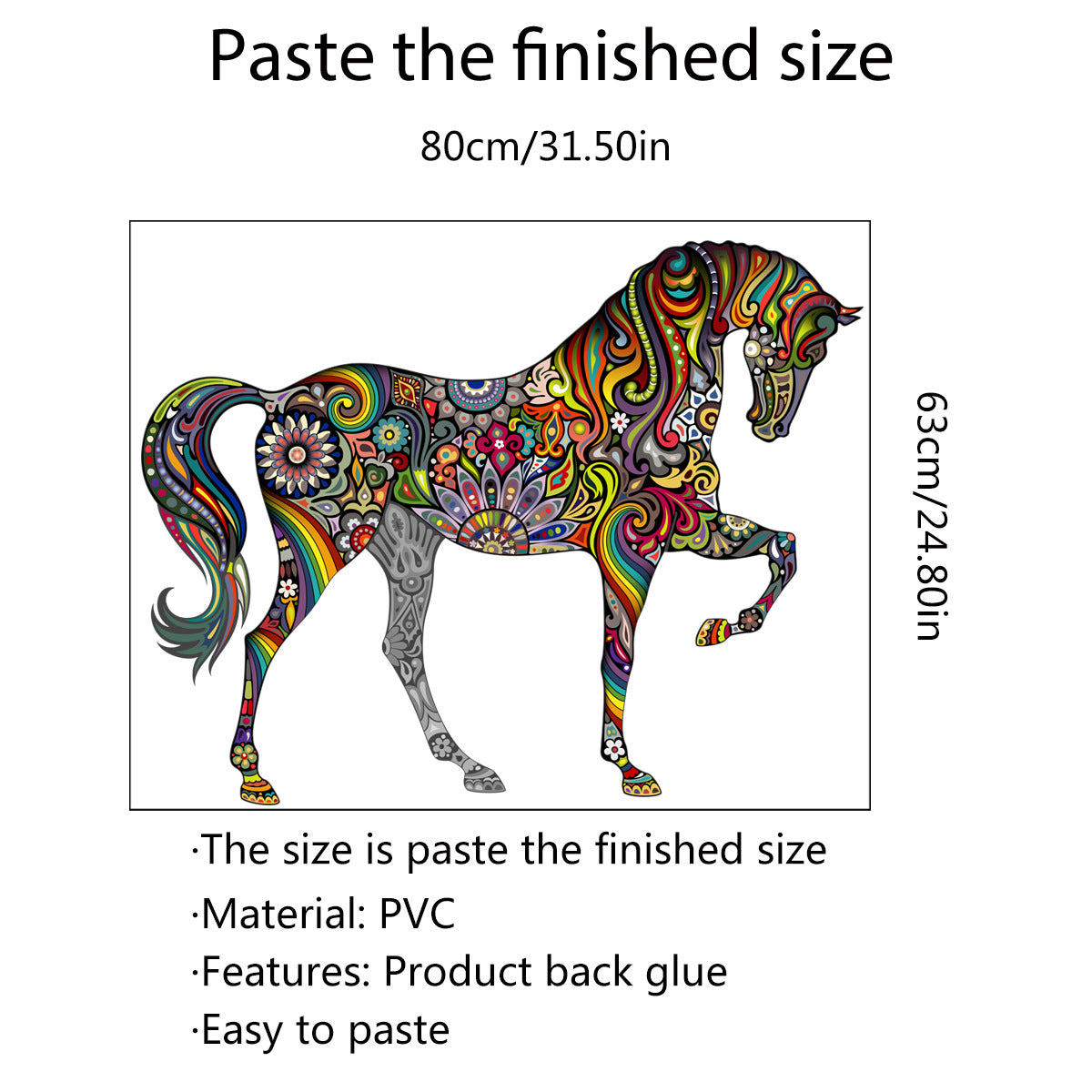 Cartoon Wall Decals Mandala Color Horse
