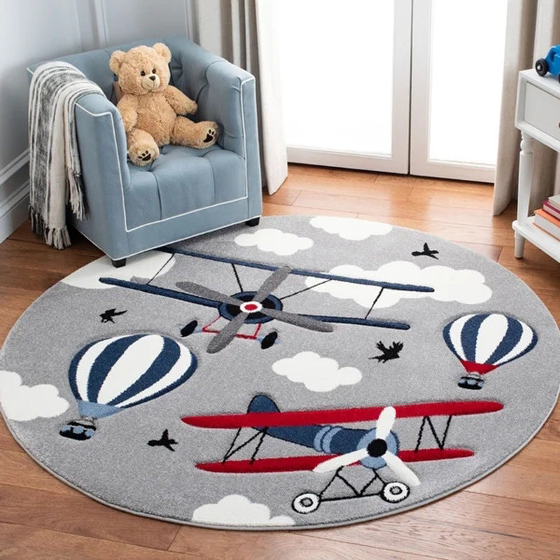 Nordic Rounded Cartoon Nursery Rug Animals