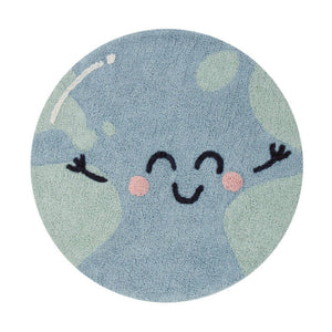 Cartoon Comfy Round Rug Happy Earth