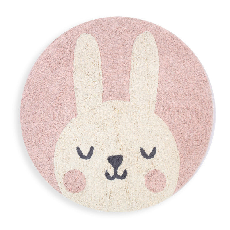 Cartoon Comfy Round Rug Sleepy Rabbit