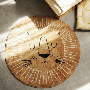 Cartoon Comfy Round Rug Sleepy Lion