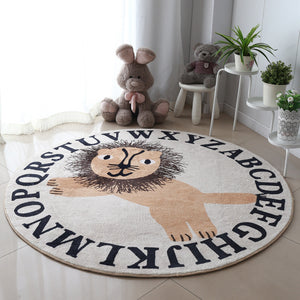 Round Crawling Floor Rug Alphabet Lion