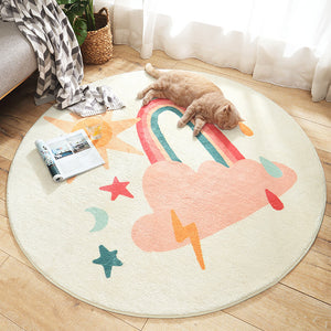 Round Lamb Wool Rug Weather