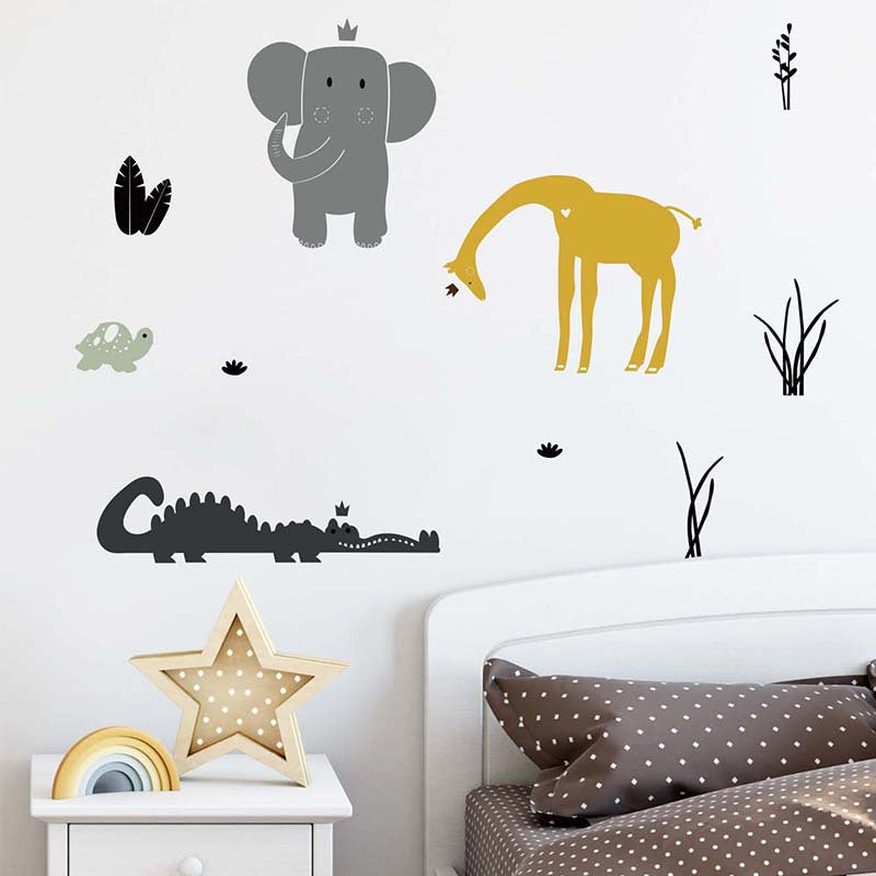 Cartoon Wall Decals Minimal Animals