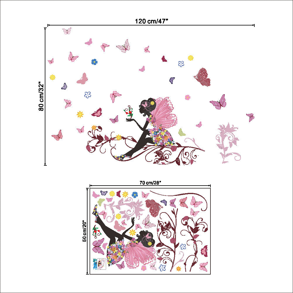 Cartoon Wall Decals Lady Butterfly