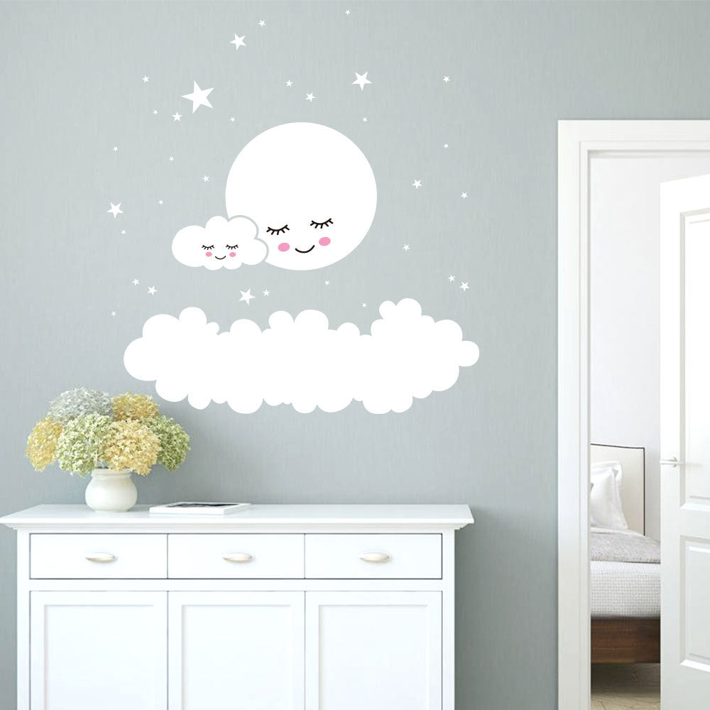 Cartoon Wall Sticker Sleeping Moon