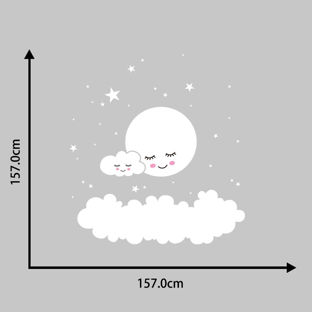 Cartoon Wall Sticker Sleeping Moon