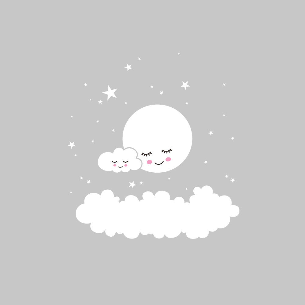 Cartoon Wall Sticker Sleeping Moon