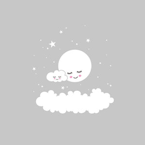 Cartoon Wall Sticker Sleeping Moon