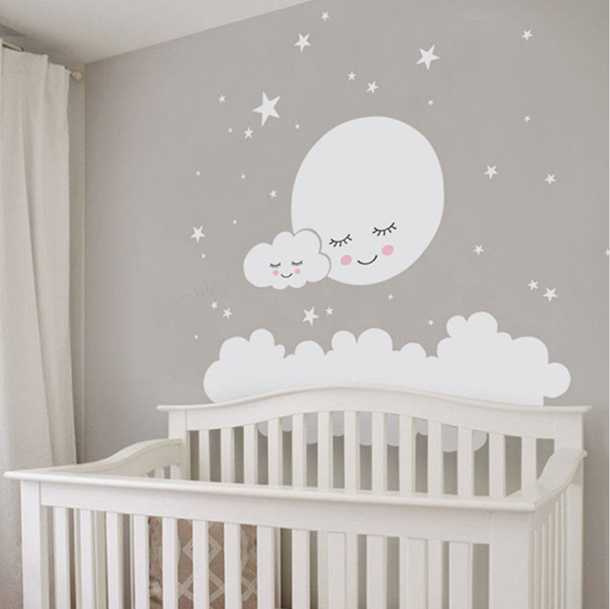 Cartoon Wall Sticker Sleeping Moon