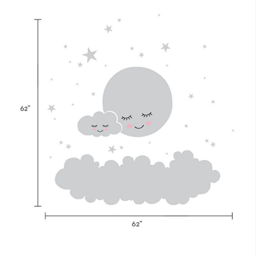 Cartoon Wall Sticker Sleeping Moon