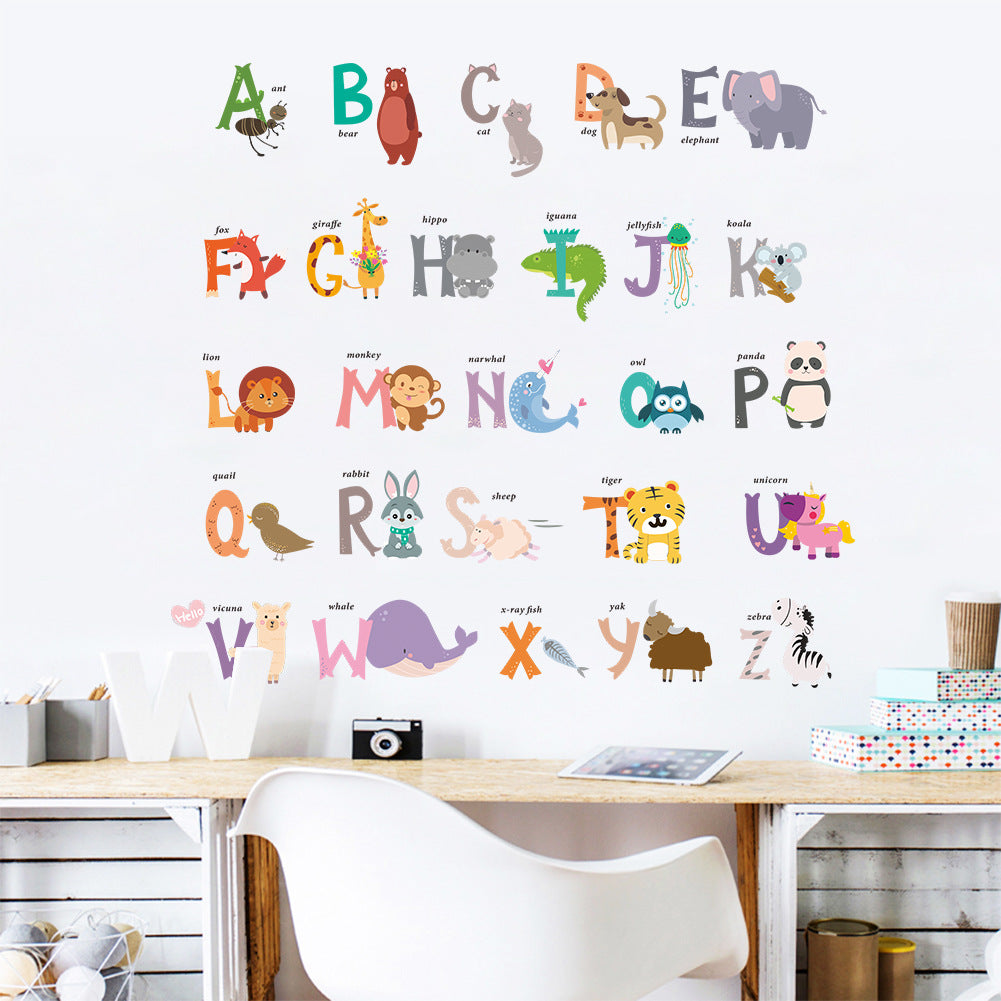 Cartoon Wall Decals Animal Alphabet