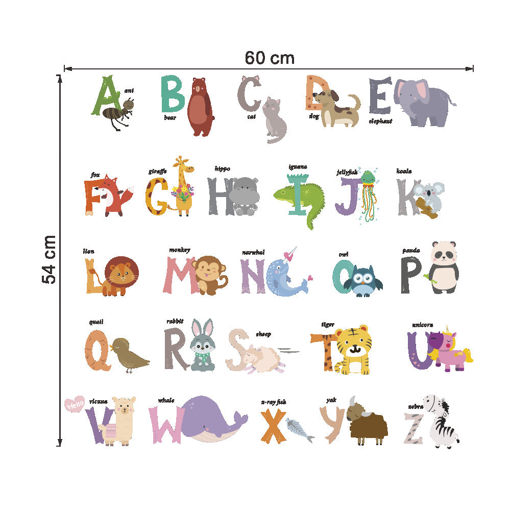 Cartoon Wall Decals Animal Alphabet