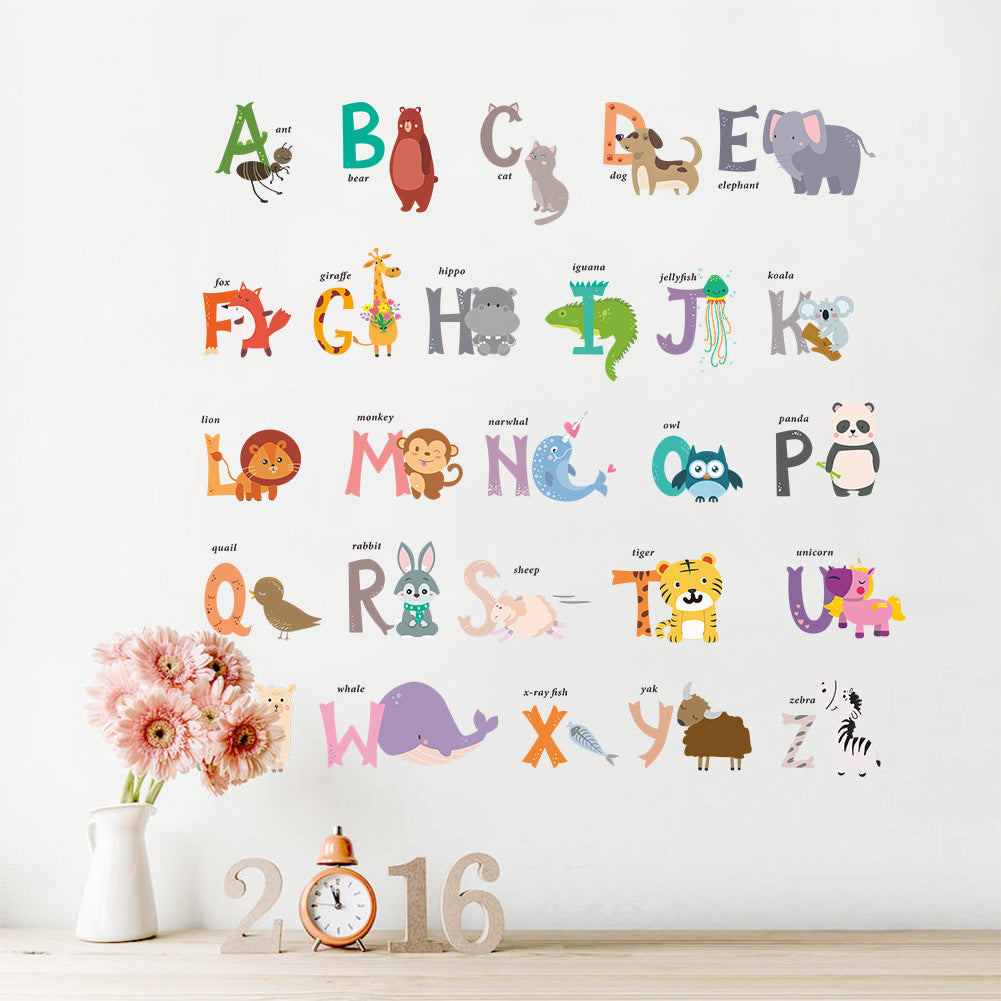 Cartoon Wall Decals Animal Alphabet