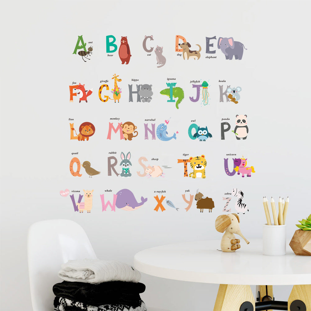 Cartoon Wall Decals Animal Alphabet