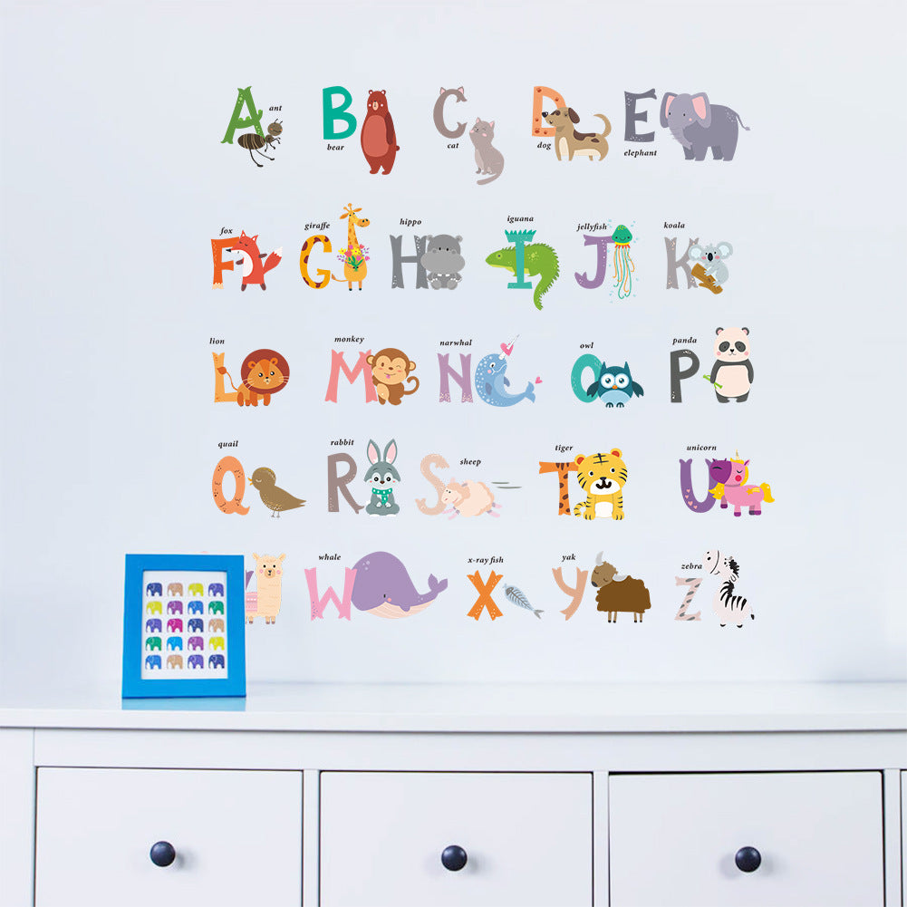 Cartoon Wall Decals Animal Alphabet