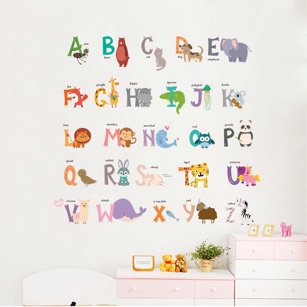 Cartoon Wall Decals Animal Alphabet