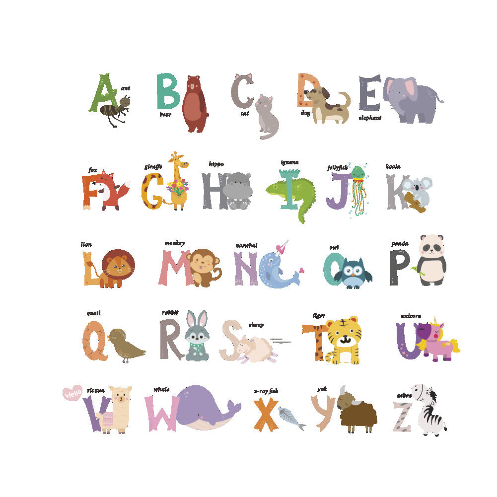 Cartoon Wall Decals Animal Alphabet