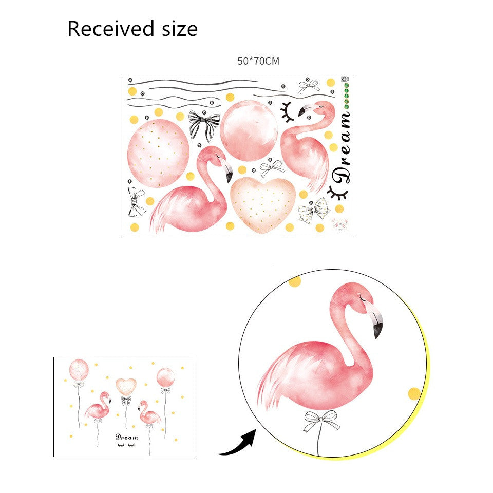Cartoon Wall Decals Pink Swans and Balloons