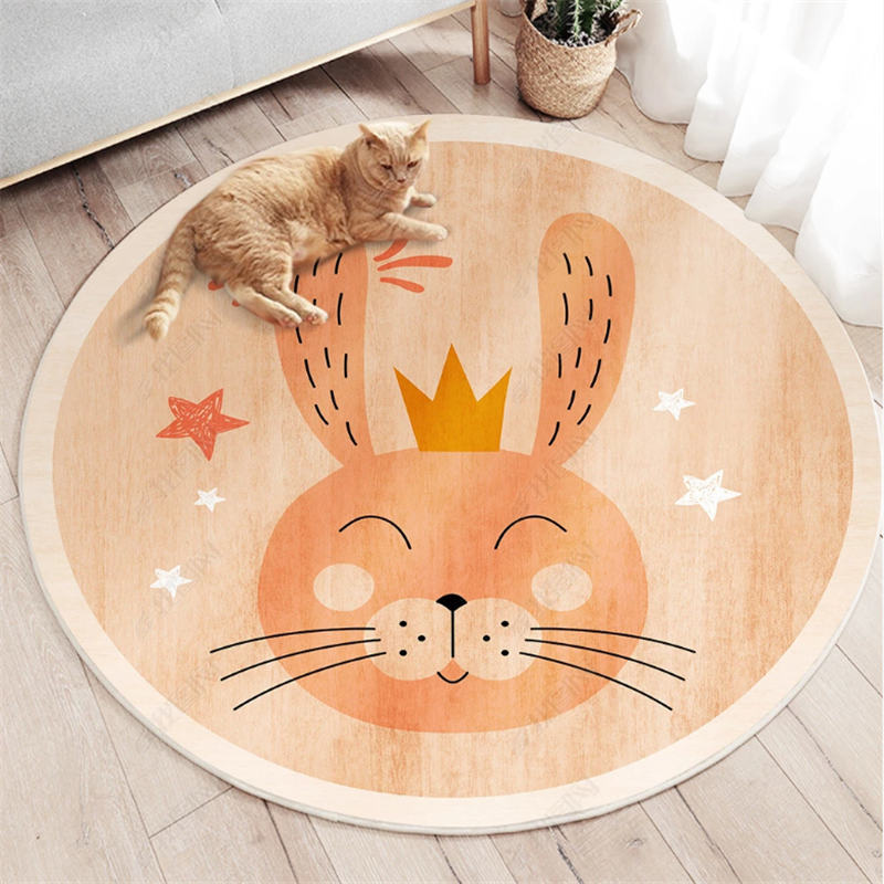 Cartoon Round Nursery Rug Funny Animals
