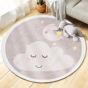 Cartoon Round Nursery Rug Funny Animals