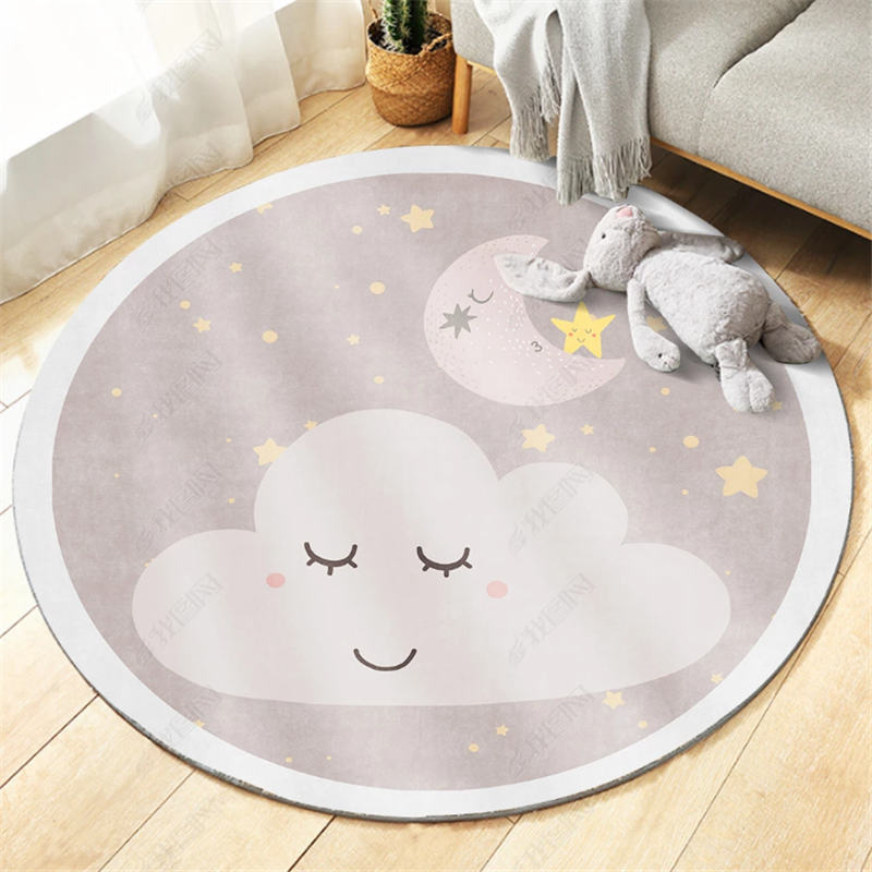 Cartoon Round Nursery Rug Funny Animals