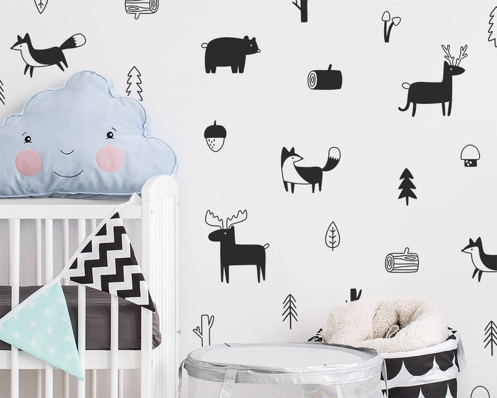 Pattern Wall Decals Nordic Forest Animals