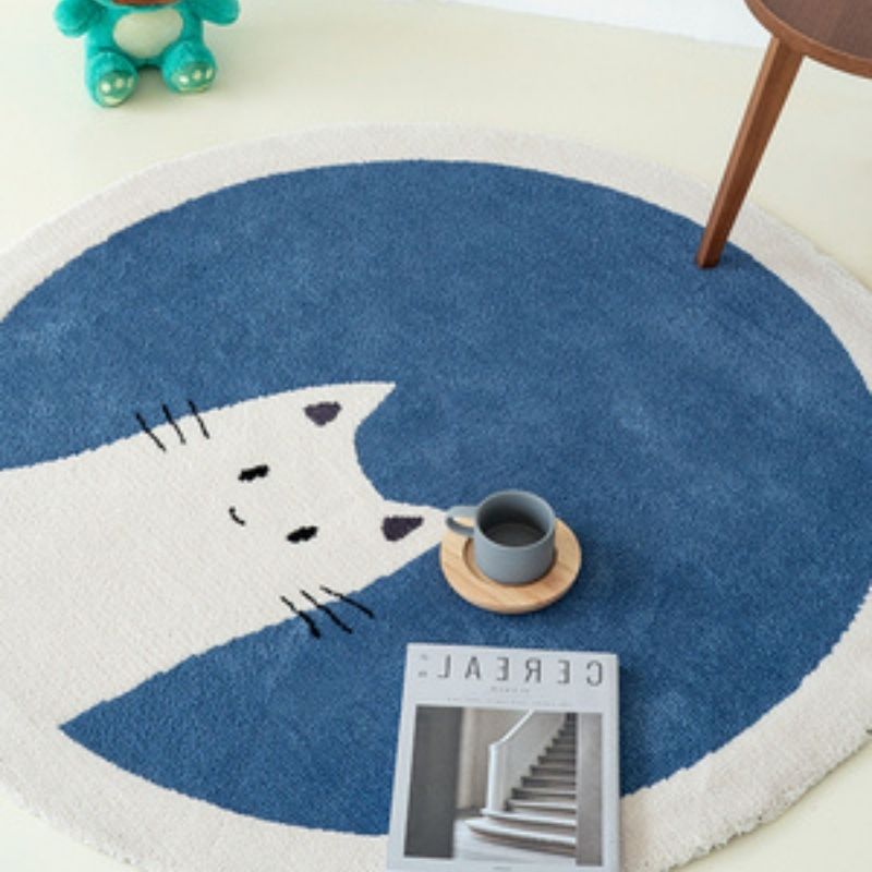 Nursery Round Area Rug Animal Portraits