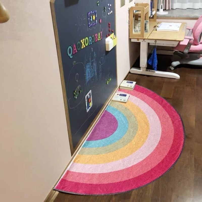 Semicircle Area Rug Cartoon Rainbows