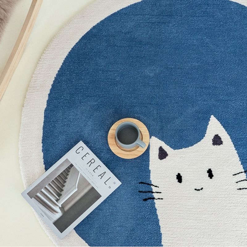 Nursery Round Area Rug Animal Portraits