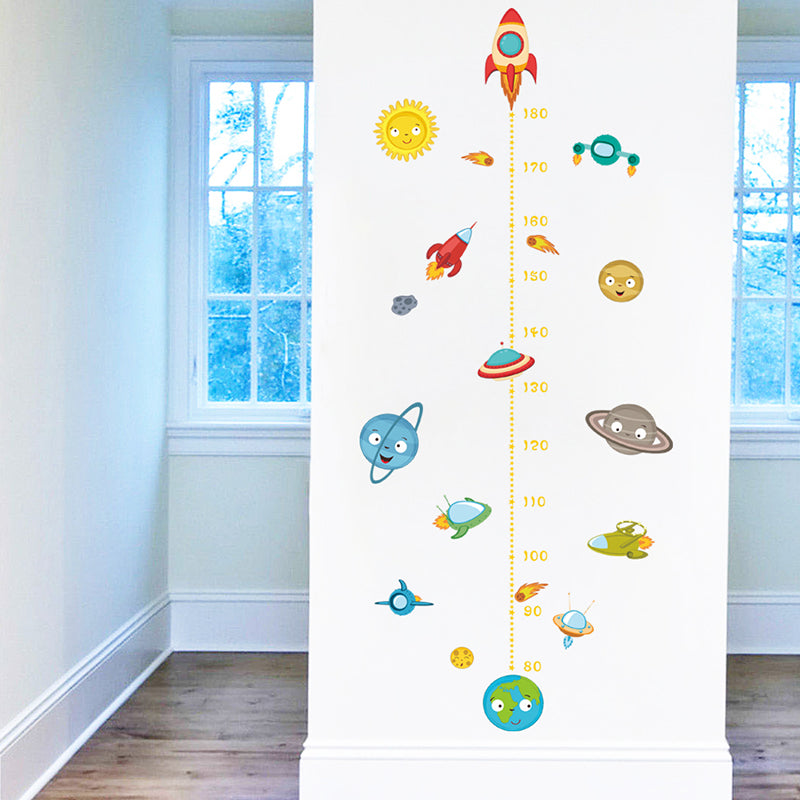 Cartoon Wall Decals Rocket Ship Height Meter