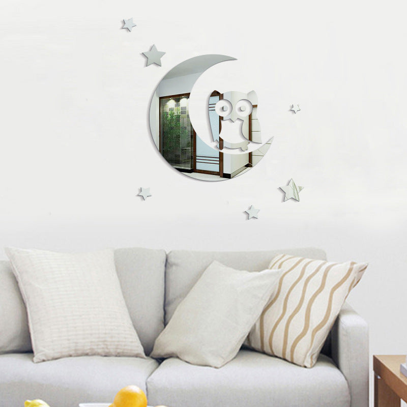 Cartoon Wall Decals Acrylic Mirror Owl