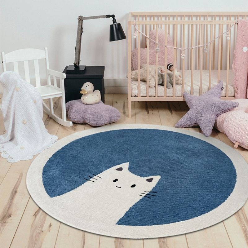 Nursery Round Area Rug Animal Portraits
