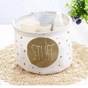 Round Cotton Linen Nursery Storage Bin