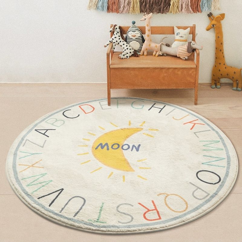 Round Rug ABC Alphabet Moon
