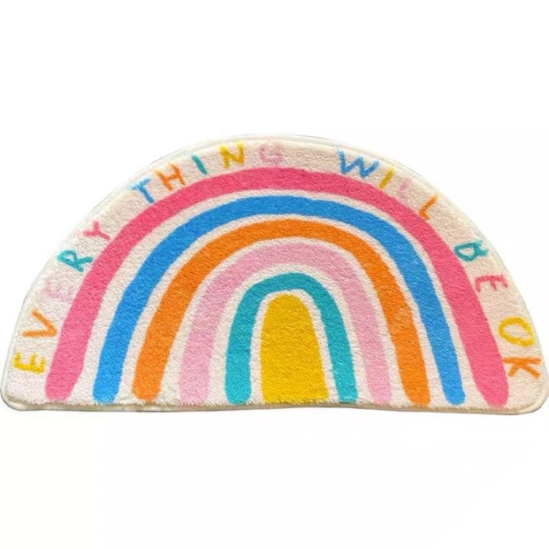 Semicircle Area Rug Cartoon Rainbows