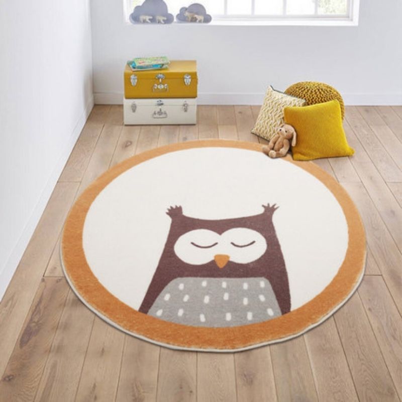 Nursery Round Area Rug Animal Portraits