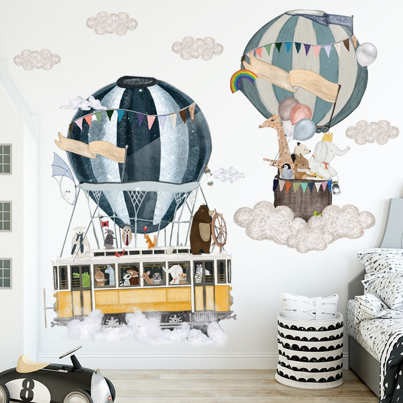 Cartoon Wall Decals Hot Air Balloons And Airplanes