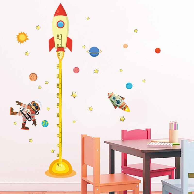 Height Measure Wall Sticker Rocket Monkey