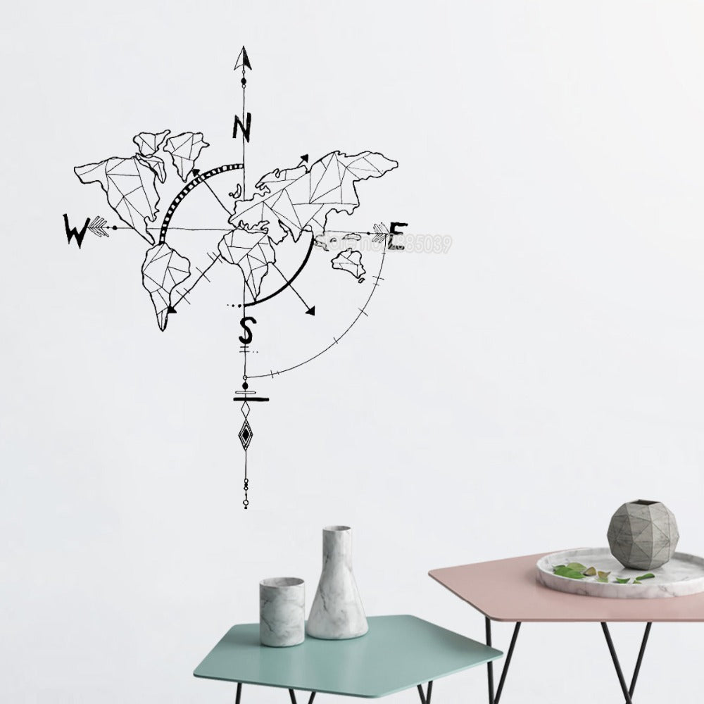 Wall Sticker Geometric World Compass